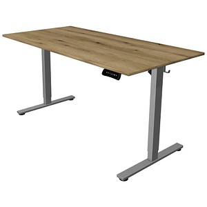 Kerkmann Move base 2 elektrisch höhenverstellbarer Schreibtisch asteiche rechteckig, T-Fuß-Gestell silber 160,0 x 80,0 cm