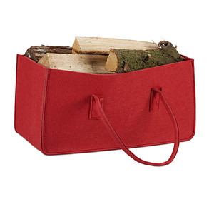 relaxdays Kaminholztasche 27,0 l rot 25,0 x 50,0 x 25,0 cm, 1 St.