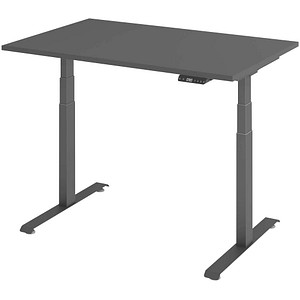 BaseLite elektrisch höhenverstellbarer Schreibtisch grafit rechteckig, T-Fuß-Gestell grau 120,0 x 80,0 cm