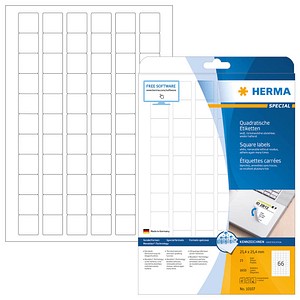 HERMA Etiketten 10107 weiß 25,4 x 25,4 mm, 25 Blatt