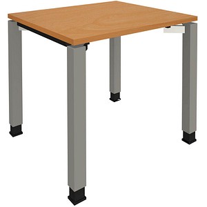 fm Sidney höhenverstellbarer Schreibtisch buche rechteckig, 4-Fuß-Gestell Quadratrohr silber 80,0 x 80,0 cm