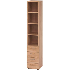 HAMMERBACHER Regalschrank 964S4, V964S4/N/N/BS nussbaum 40,0 x 42,0 x 215,6 cm, 1 St.