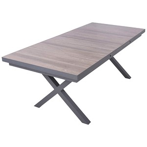Garden Pleasure Gartentisch AMELIA anthrazit, braun rechteckig 100,0 x 200,0/260,0 x 77,0 cm