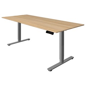 Kerkmann Move base 2 elektrisch höhenverstellbarer Schreibtisch eiche hell rechteckig, T-Fuß-Gestell silber 180,0 x 80,0 cm