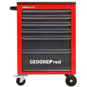 GEDOREred MECHANIC R20150006 Werkstattwagen mit Lochwand schwarz 6 Schubladen
