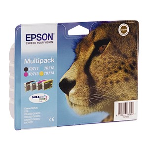 4 EPSON T0715 schwarz, cyan, magenta, gelb Tintenpatronen 4 EPSON T0715 schwarz, cyan, magenta, gelb Tintenpatronen