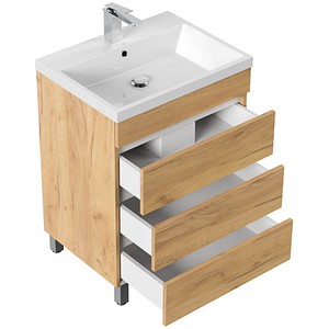 POSSEIK Waschbecken mit Unterschrank FELLINI 60 eiche gold 60,0 x 48,0 x 83,5 cm