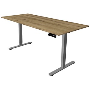 Kerkmann Move base 2 elektrisch höhenverstellbarer Schreibtisch asteiche rechteckig, T-Fuß-Gestell silber 180,0 x 80,0 cm