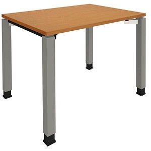 fm Sidney höhenverstellbarer Schreibtisch buche rechteckig, 4-Fuß-Gestell Quadratrohr silber 100,0 x 80,0 cm