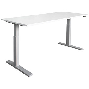 HAMMERBACHER XMKA19 elektrisch höhenverstellbarer Schreibtisch weiß rechteckig, C-Fuß-Gestell silber 180,0 x 80,0 cm