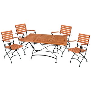 Garden Pleasure Sitzgruppe WIEN, schwarz Holz, Metall, 5-teilig