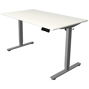 Kerkmann Move base 2 elektrisch höhenverstellbarer Schreibtisch weiß rechteckig, T-Fuß-Gestell silber 140,0 x 80,0 cm