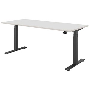 fm fouraction elektrisch höhenverstellbarer Schreibtisch diamantweiß rechteckig, T-Fuß-Gestell anthrazit 180,0 x 80,0 cm