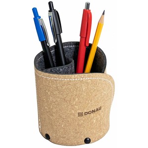 DONAU Stiftehalter braun Recyclingleder/Filz 2 Fächer 11,0 x 11,0 x 11,0 cm