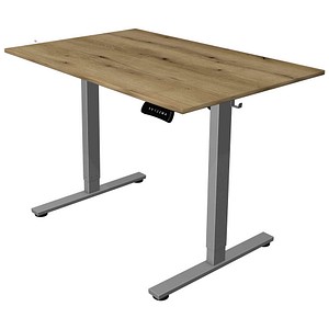 Kerkmann Move base 2 elektrisch höhenverstellbarer Schreibtisch asteiche rechteckig, T-Fuß-Gestell silber 120,0 x 80,0 cm