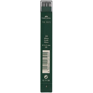 FABER-CASTELL TK 9071 Fallminen-Bleistiftminen tiefschwarz 6B 3,15 mm, 10 St.