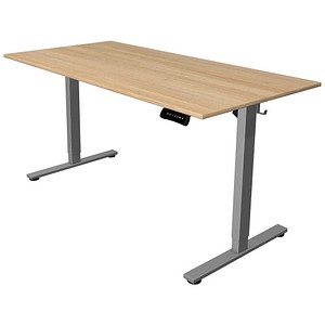 Kerkmann Move base 2 elektrisch höhenverstellbarer Schreibtisch eiche hell rechteckig, T-Fuß-Gestell silber 160,0 x 80,0 cm