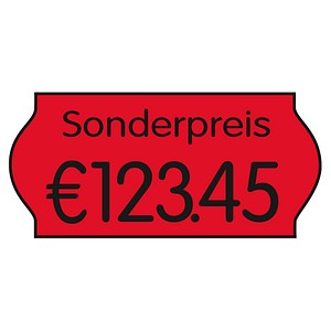 CreenLine Preisetiketten leuchtrot permanent 22,0 x 12,0 mm, 18 Rollen