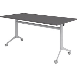 HAMMERBACHER Mehrzwecktisch KF 16 grafit rechteckig, T-Fuß-Gestell silber, 160,0 x 80,0 x 75,0 cm