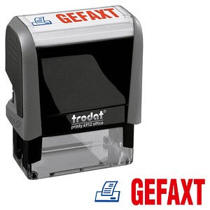 trodat Textstempel "Gefaxt" printy 4912 office selbstfärbend blau, rot ohne Logo, 1 St.
