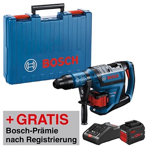 AKTION: BOSCH Professional GBH 18V-45 Akku-Bohrhammer-Set, SDS max 18 V, 12,5 Joule, mit 2 Akkus mit Prämie nach Registrierung