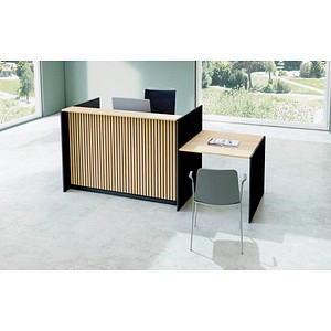 Kerkmann Empfangstheke Marino up & down Für 1 Person mit Besprechungtisch 85,0 x 98,0 cm (BxT), eiche 253,0 x 98,0 x 112,0 cm