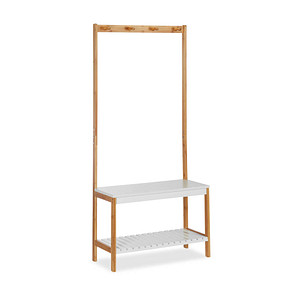 relaxdays Kleiderständer braun Holz 4 Haken 70,5 x 150,0 cm, 1 St.