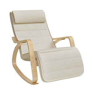 SONGMICS Schaukelstuhl beige braun Stoff 67,0 x 121,5 x 84,0 cm, 1 St.