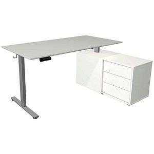 Kerkmann Move base 2 elektrisch höhenverstellbarer Schreibtisch lichtgrau rechteckig, T-Fuß-Gestell silber 160,0 x 80,0 cm