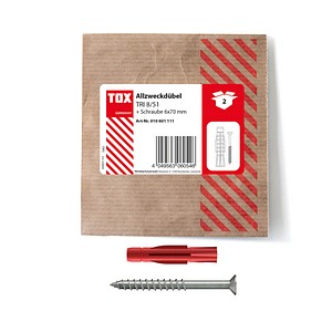 TOX TRI 8/51 010601111 Dübel mit Schrauben Ø 8 mm x 51 mm, 2 St.