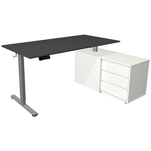Kerkmann Move base 2 elektrisch höhenverstellbarer Schreibtisch anthrazit rechteckig, T-Fuß-Gestell silber 160,0 x 80,0 cm