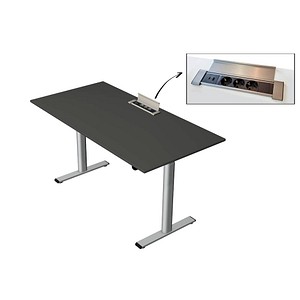 Kerkmann Move Base plus elektrisch höhenverstellbarer Schreibtisch anthrazit rechteckig, T-Fuß-Gestell silber 160,0 x 80,0 cm