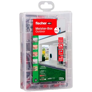 fischer Meister-Box Outdoor 561385 Dübel- und Schrauben-Sortiment, 130-teilig