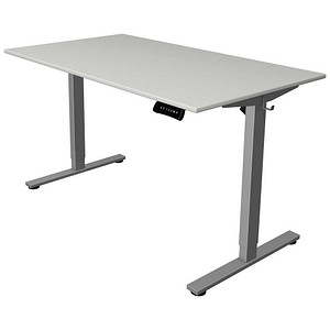 Kerkmann Move base 2 elektrisch höhenverstellbarer Schreibtisch lichtgrau rechteckig, T-Fuß-Gestell silber 140,0 x 80,0 cm