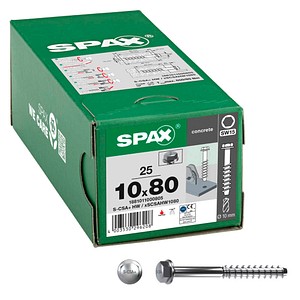 SPAX® Betonschrauben S-CSA+ Sechskant mit Scheibe 1881011000805 10 mm x 80 mm, 25 St.