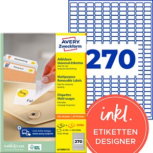 AVERY Zweckform Etiketten L4730REV-25 weiß 17,8 x 10,0 mm, 30 Blatt
