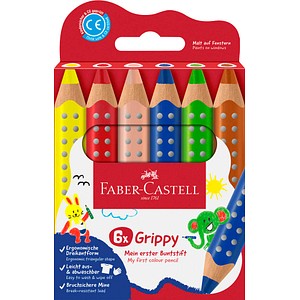 FABER-CASTELL Grippy Buntstifte farbsortiert, 6 St.