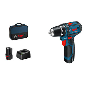 BOSCH Professional GSR 12V-15 Akku-Bohrschrauber 12,0 V, mit 2 Akkus