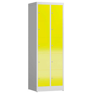 ClassiX Schließfachschrank lichtgrau, zinkgelb X-520526, 10 Schließfächer 59,0 x 50,0 x 180,0 cm