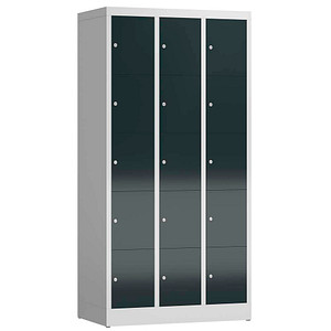 ClassiX Schließfachschrank anthrazit, lichtgrau X-520538, 15 Schließfächer 87,0 x 50,0 x 180,0 cm