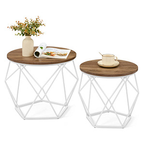 VASAGLE Couchtische-Set rund Spanplatte braun, 2 Set