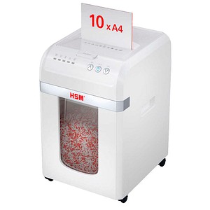 HSM shredstar Autofeed X300pro Aktenvernichter mit Partikelschnitt P-5, 2 x 15 mm, bis 300 Blatt, weiß