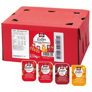 SCHWARTAU  Extra MixErdbeere, Aprikose, Sauerkirsche  Konfitüre, 100 St.