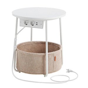 VASAGLE Beistelltisch rund Spanplatte beige, weiß 45,0 x 45,0 x 50,0 cm, 1 St.
