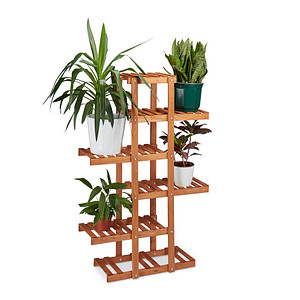 relaxdays Blumenregal Holz hellbraun rechteckig 81,0 x 25,0 x 125,0 cm, 1 St.