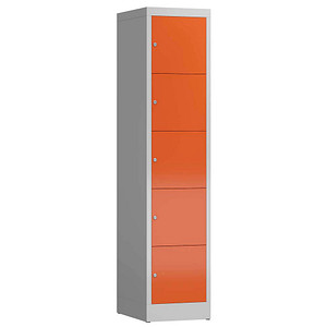 ClassiX Schließfachschrank feuerrot, lichtgrau X-523514, 5 Schließfächer 41,5 x 50,0 x 180,0 cm