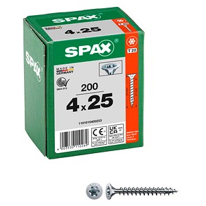 SPAX® Universalschrauben T20 Senkkopf WIROX 1191010400253 4 mm x 25 mm, 200 St.