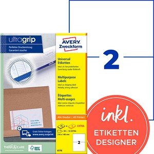 AVERY Zweckform Etiketten 6176 weiß 210,0 x 148,0 mm, 30 Blatt