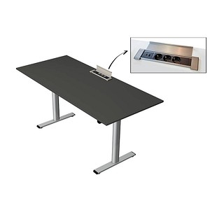 Kerkmann Move Base plus elektrisch höhenverstellbarer Schreibtisch anthrazit rechteckig, T-Fuß-Gestell silber 180,0 x 80,0 cm