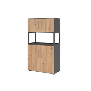 HAMMERBACHER Regalschrank FlexWall, VFW48K5RG/G/R/BS grafit, asteiche 80,0 x 40,0 x 145,0 cm, 1 St.